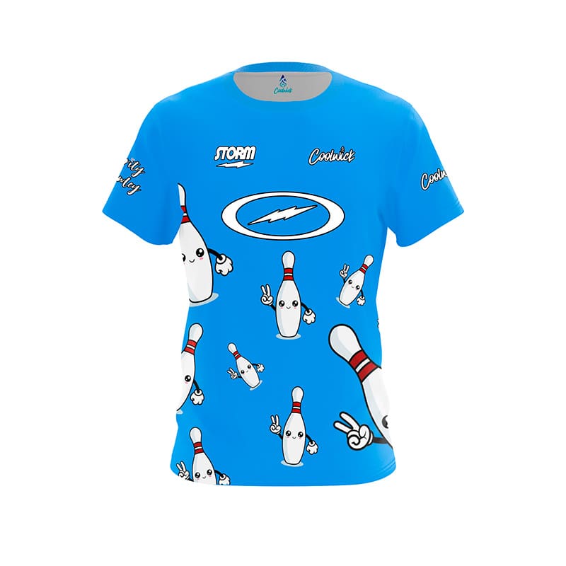Nuova Maglia da Bowling Coolwick Storm da Uomo Logo Fulmine Nero Manica Corta T-Shirt Tecnica per Giocatori Professionisti, Fan, Sportivi Casual