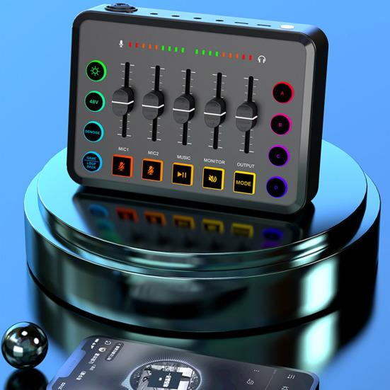 Gaming Audio Mixer Card Independent Channel External Sound Control Bluetooth-compatible Streaming RGB PC