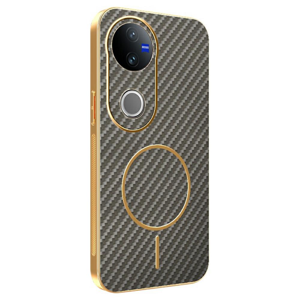 For Vivo V5 Phone Case Carbon Fiber Textured Electroplated TPU Back Cover