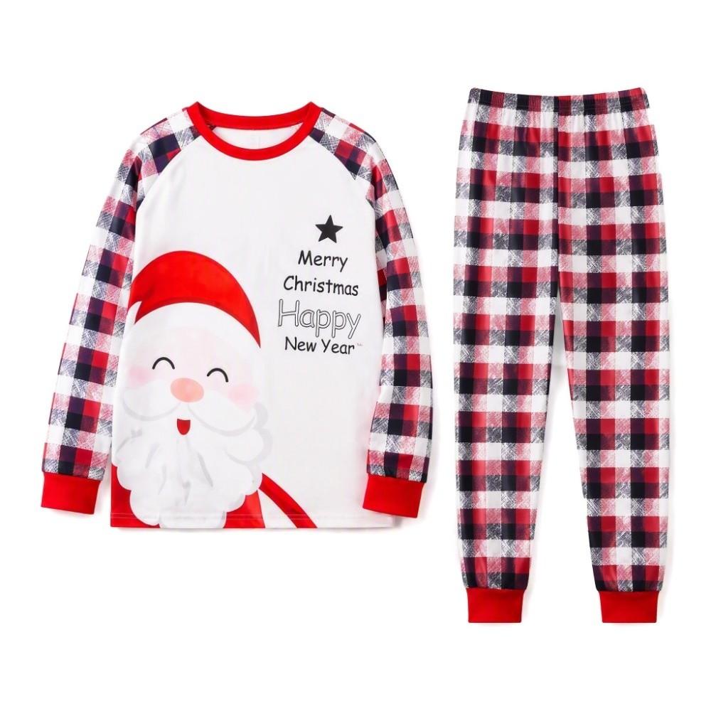 Long Sleeve Christmas Pyjamas Set Plaid Printed Top+Pants Soft Family Matching Pyjamas Adult Kids