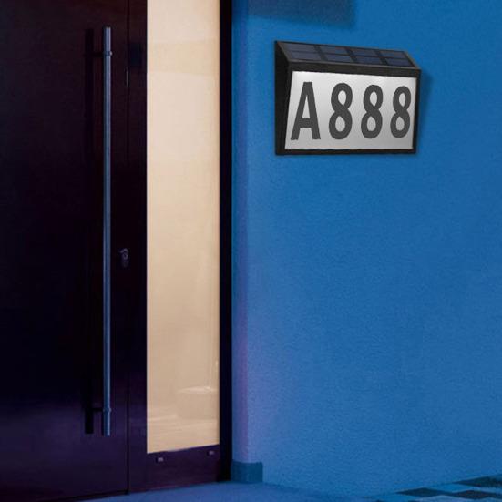 Solar House Numbers Light LED Illuminated Waterproof Address Sign Easy Installation Solar-Powered Lighting Doorplate for Front Door