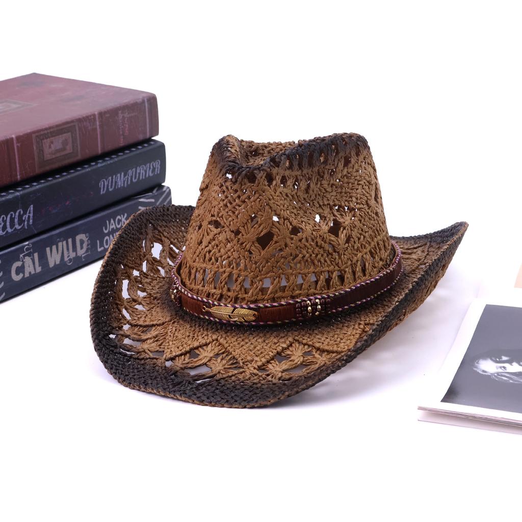 European and American New Western Denim Straw Hat Maran Hand-woven Western Denim Hat
