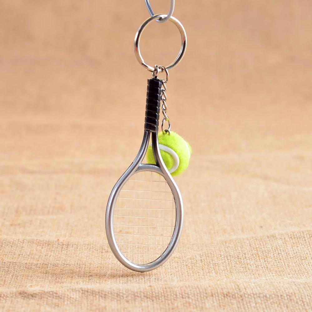 Cute Sport Mini Tennis Racket Pendant Keychain Keyring Key Chain Ring Finder Holer Accessories Gifts for Teenager KTJ