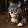 Warm Animal Hood Knitting Hat Adorable Woodland Animal Headwear Dragon Wolf Frog Hat  Party Cosplay