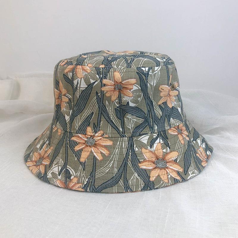 Cotton and Linen Printed Chinese Style Canvas Bucket Hat Men's and Women's Trendy Brand Sunshade Sunscreen Basin Hat