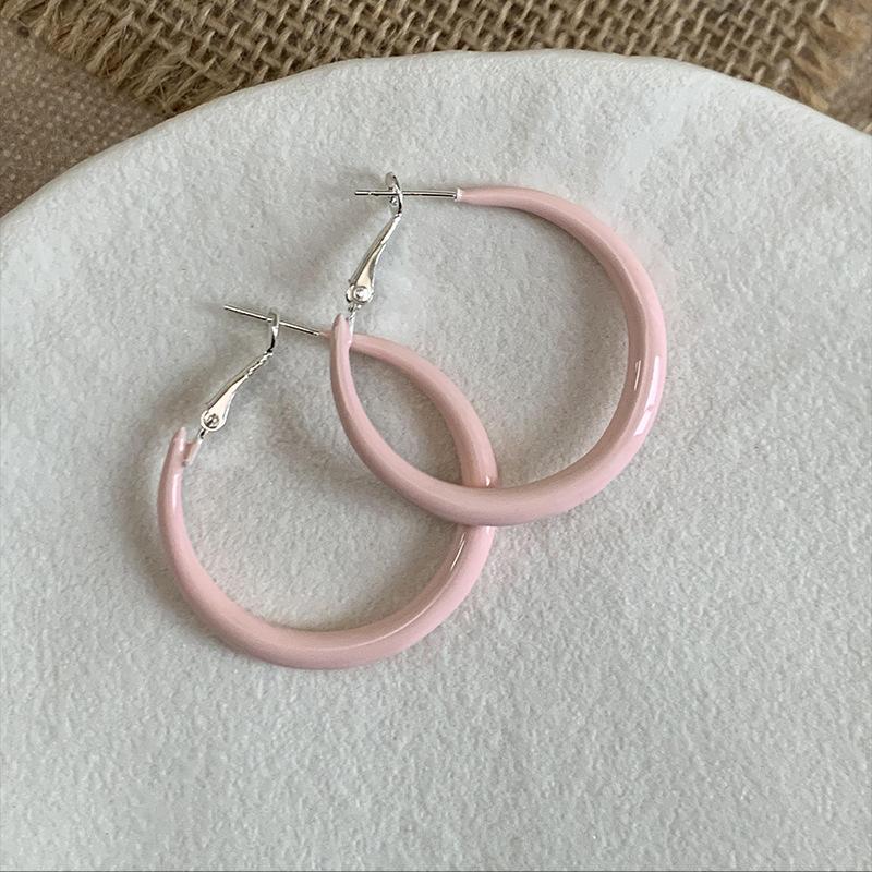 Sweet Dopamine Oil Drop Earrings Women's Niche Senior Sense Vein Circle Design Elegant Simple Versatile Hoop Ear Jewelry