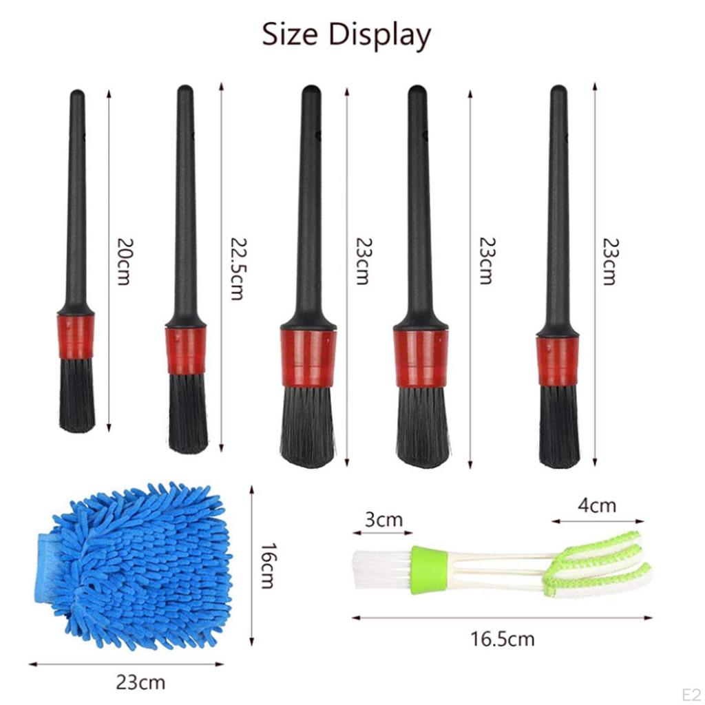 7 pieces Car Detailing Brush Cleaner Glove Set for Trucks, Motorcycles, Bicycles, Rvs, Boats