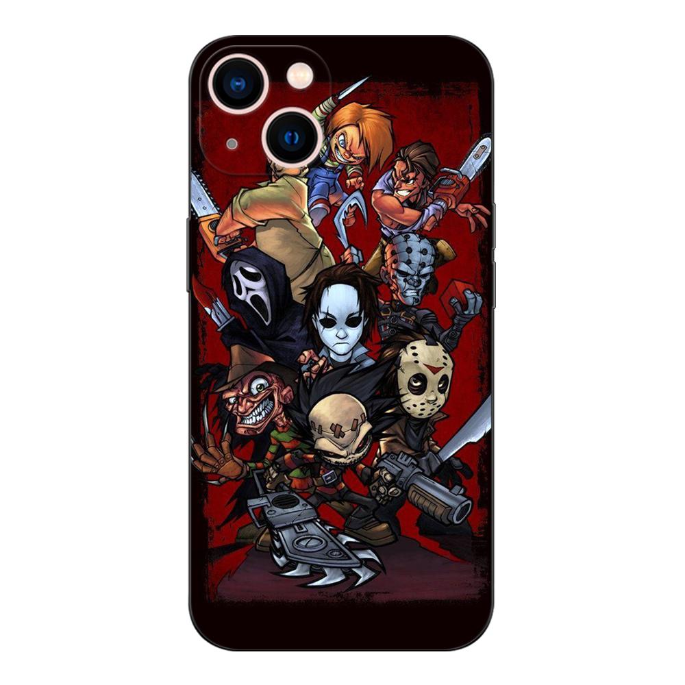 Capa preta de tpu para iphone 5 5s se 2020 6 6s 7 8 plus x 10 XR XS 11 12 13 mini pro MAX capa traseira Horror Movie