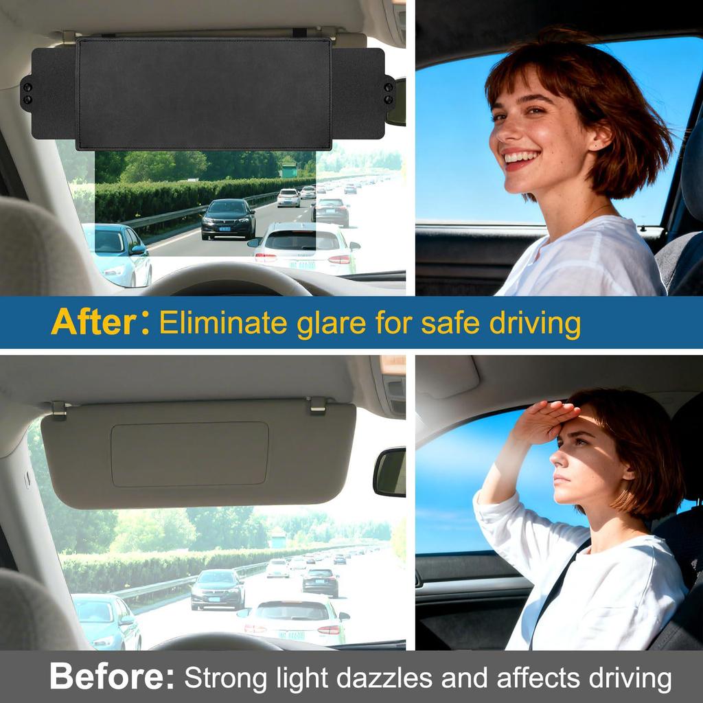 Polarized UV400 Car Sun Visor Extender, Double-Sided Shade, Three-Sided Protection