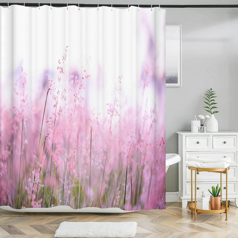 

Flower Waterproof Shower Curtain Waterproof Polyester Fabric Bath Bathing Bathroom Curtains With 12 Hooks For Home Decorations W60H190(CM)-1 Pcs