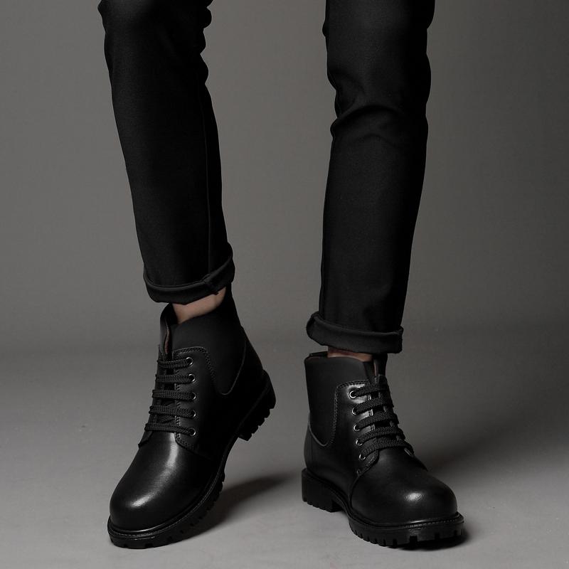 Newest Genuine Leather Men'S Winter Boots Quality Warm Sonw Shoes Male Lace Up Casual Sneakers For Men Comfort Motorcycle Boots Man