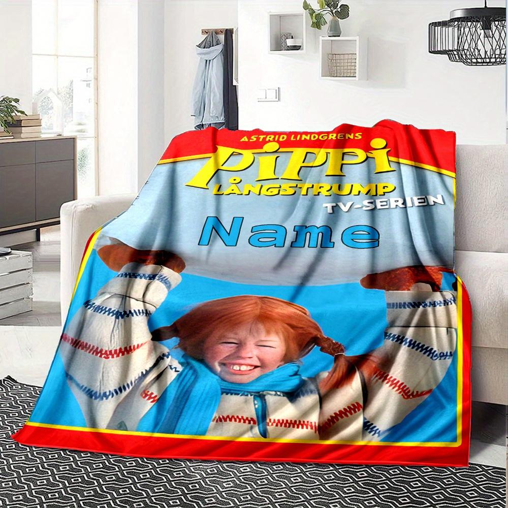 Red Hair Pippi Longstocking Girls Blanket Customizable Name Soft And Cozy Shawl Blanket Suitable For All Seasons Suitable For Home Travel Camping