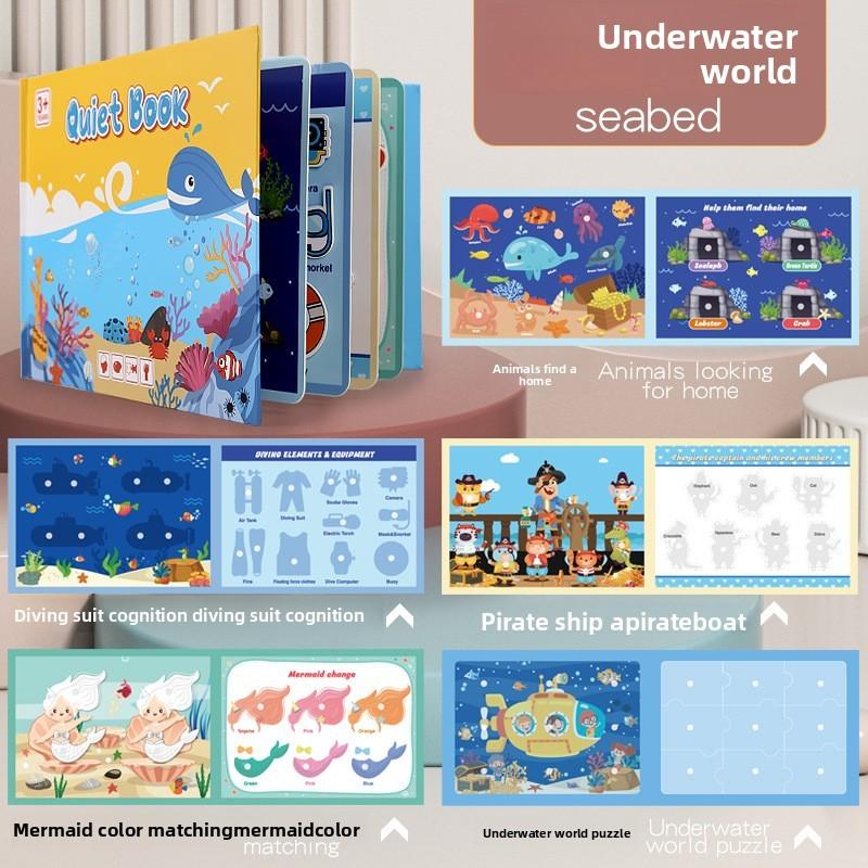 

Educational Sticker Book For Kids With Reusable Puzzles Animals Fruits Dinosaur For Ages 3-6 Underwater World