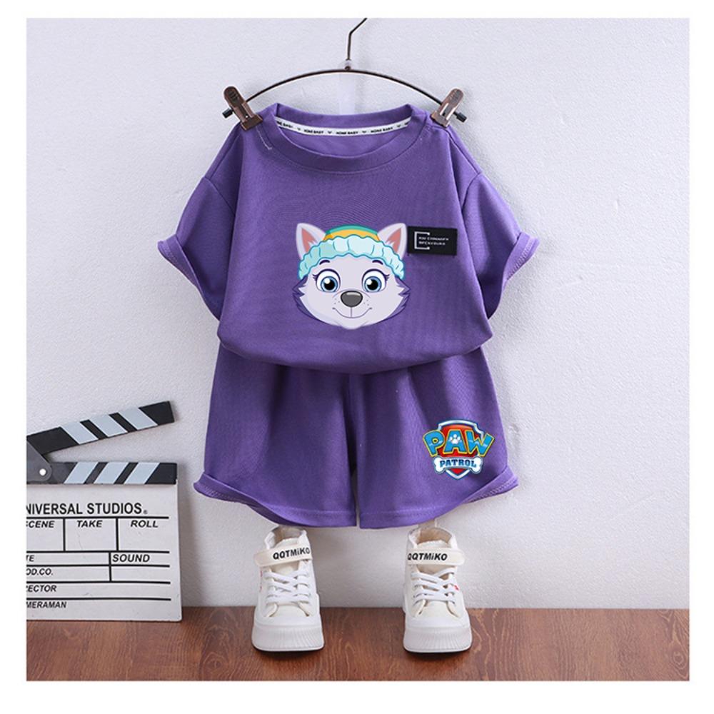 Paw Patrols Series Shorts Set Summer Cartoon Short Sleeve  for Boy Casual Tracksuit Birthday Gifts