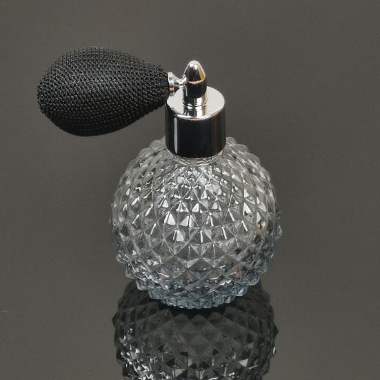 100ml Perfume Bottle Leak-Proof Fine Mist Faux Diamond-shaped Cutting Portable Vintage Air Balloon Refillable Glass Spray Bottle Gift Supply