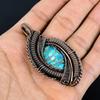 Blue Copper Turquoise Handmade Gemstone Pendant, 999 Copper Wire Wrapped Pendant Antique Jewelry, For Engagement Gift