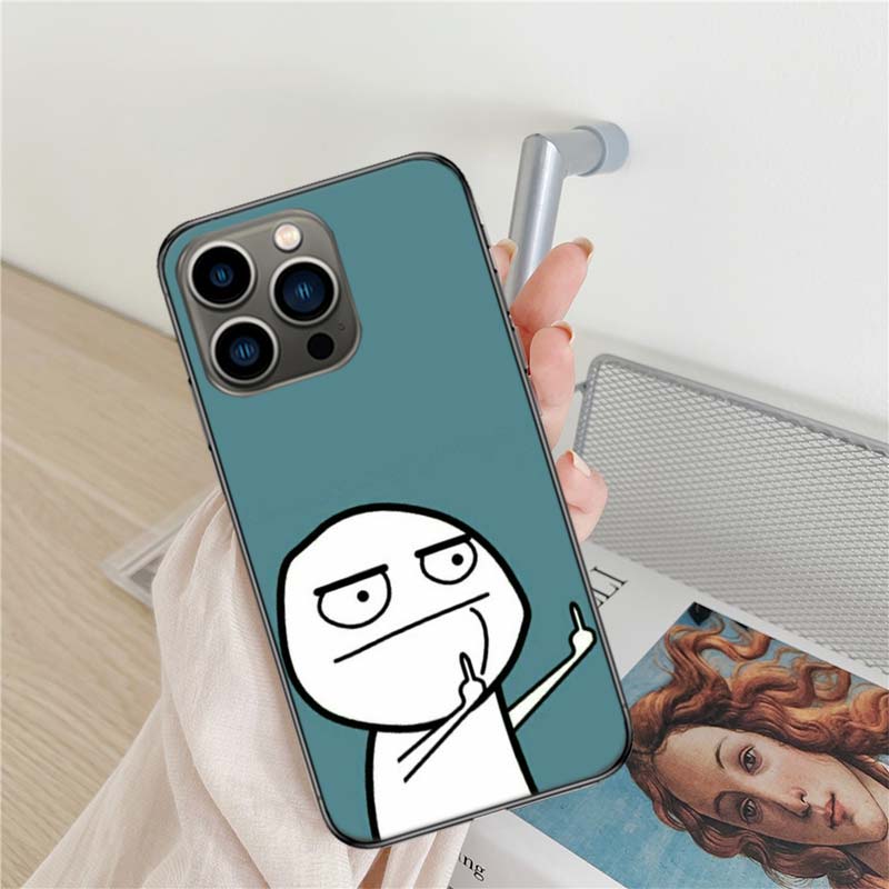Funny Man Middle Finger Phone Case For Apple Iphone 16 15+ 17 Pro Max 14 Plus 16E Air 13 12 Mini Clear Cover Silicone Cute