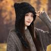 Ladies Autumn and Winter New Cute Bear Plush Ear Protector, Plush Thickened Thermal Hat and Cold Hat
