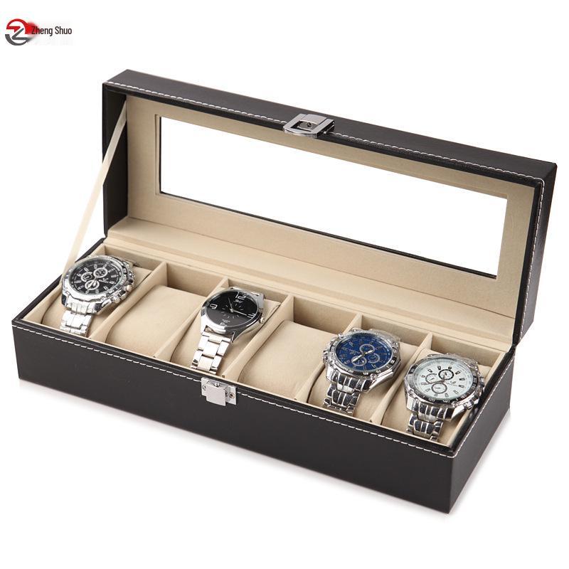 

High-End Leather Watch Box with Transparent Window for Display and Storage