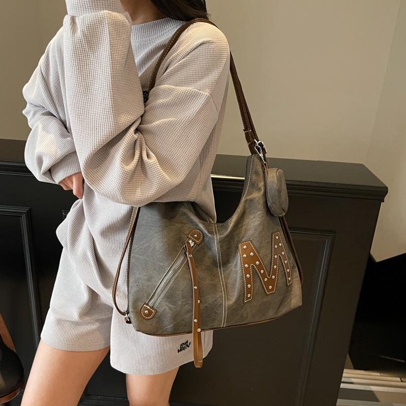 

High-End Retro Large Capacity Single Shoulder Bag & Multi-Functional Backpack сірий колір