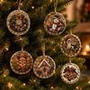 6Pcs Wooden Base Wooden Christmas Ornaments Set  Art Xmas Hanging Decor  Wall Decoration
