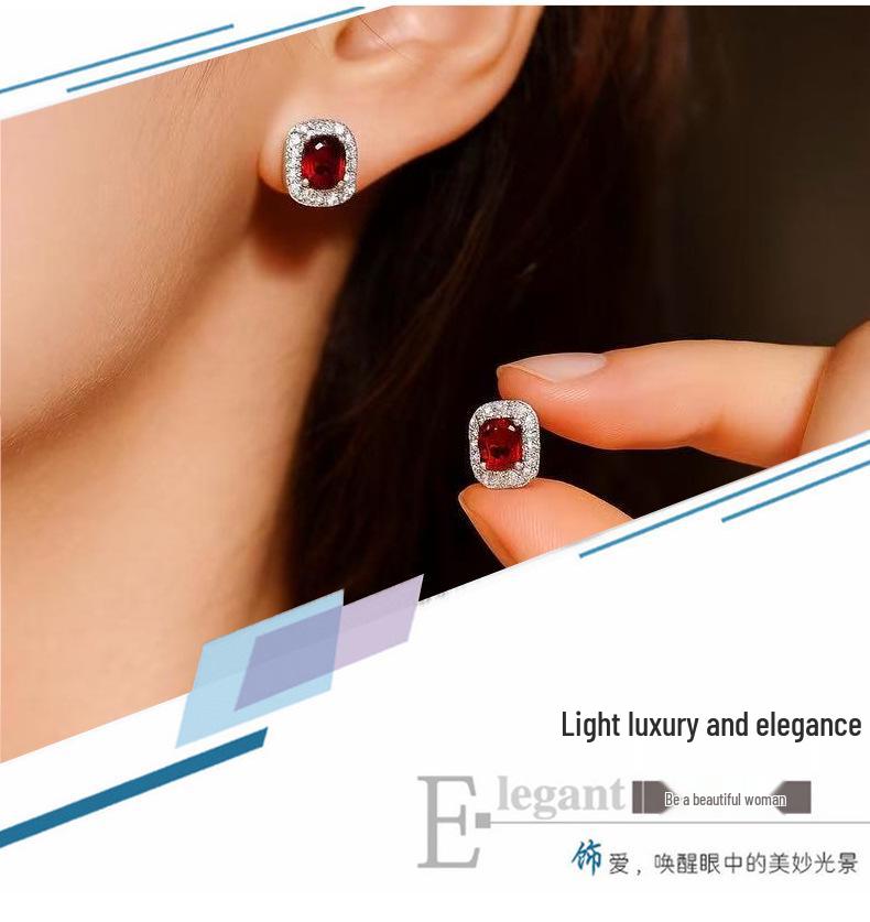 Square Sugar Series Luxury S925 Silver Needle Stud Earrings for Women