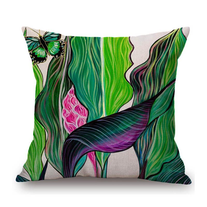 Piante Tropicali Foglie Foglie di Palma Pittura ad Olio Decorazione per la Casa Arte Cuscino da Divano Federa Cotone Lino Floreale Copricuscino