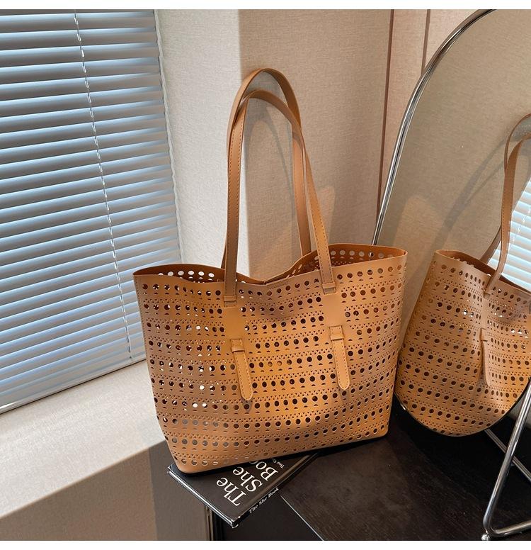 Large-capacity Hollow Bag Women's Summer New Casual Shoulder Mother and Child Bag Popular Commuter Tote Bag