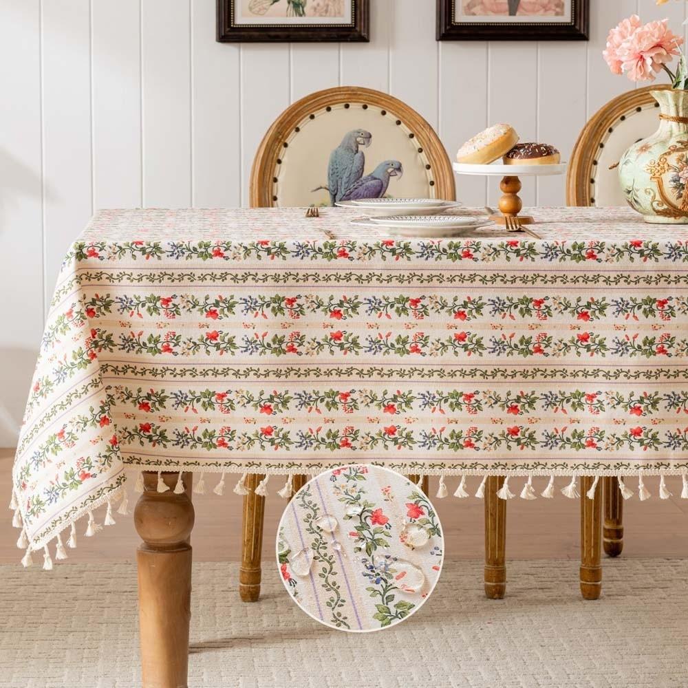 Rectangular Printed Tassels Tablecloth Smooth Party Supply Table Cover Cloth Anti-Slip Wear-resistant Desk Protection Cover