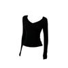Women's V-Neck Lyocell Long-Sleeve Slim-Fit Top - Spring/Autumn Versatile Layered Design