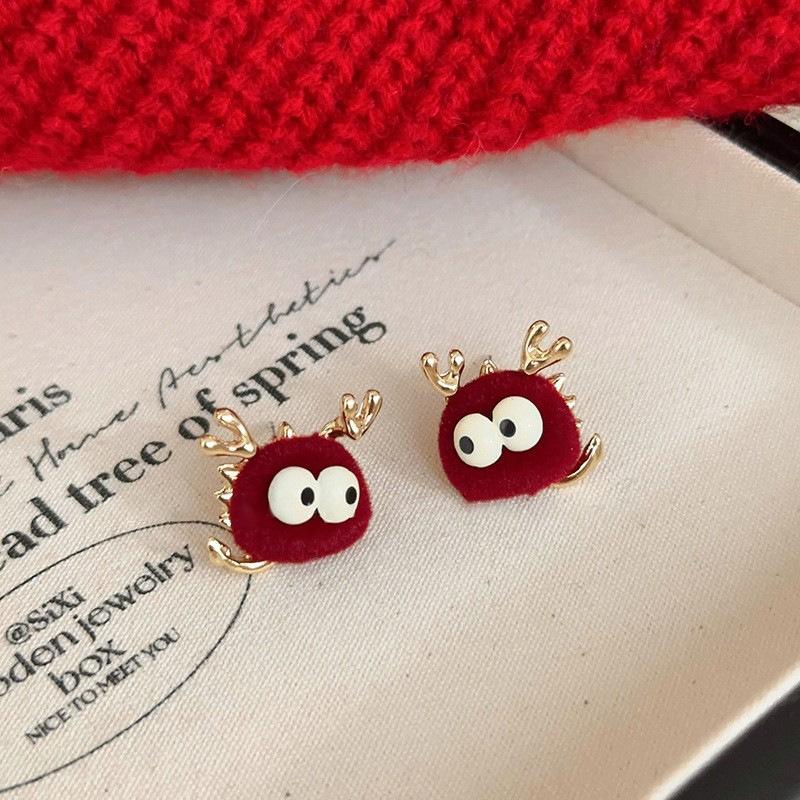 Red Love New Year's Earrings Women's Simple Festive Earrings Versatile Fashion Earrings