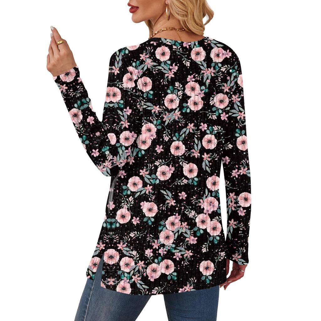 Damegensere Rund hals Langermet Skjorter Med Lommer Høstantrekk Mote Vinterklær Sideslisse