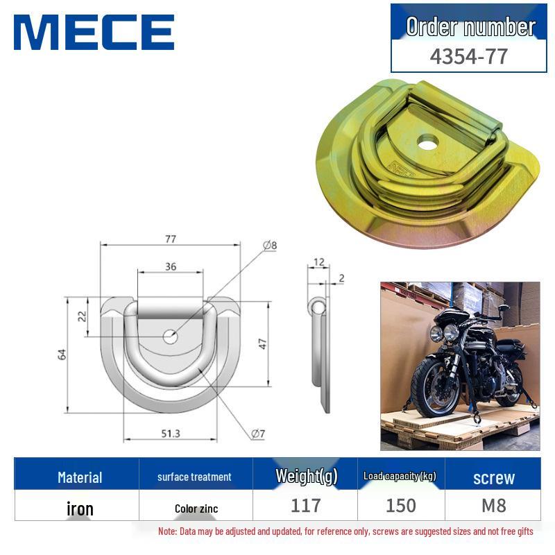 Heavy Duty D-Ring Truck Bed Tie-Down Hook with Triangle Latch