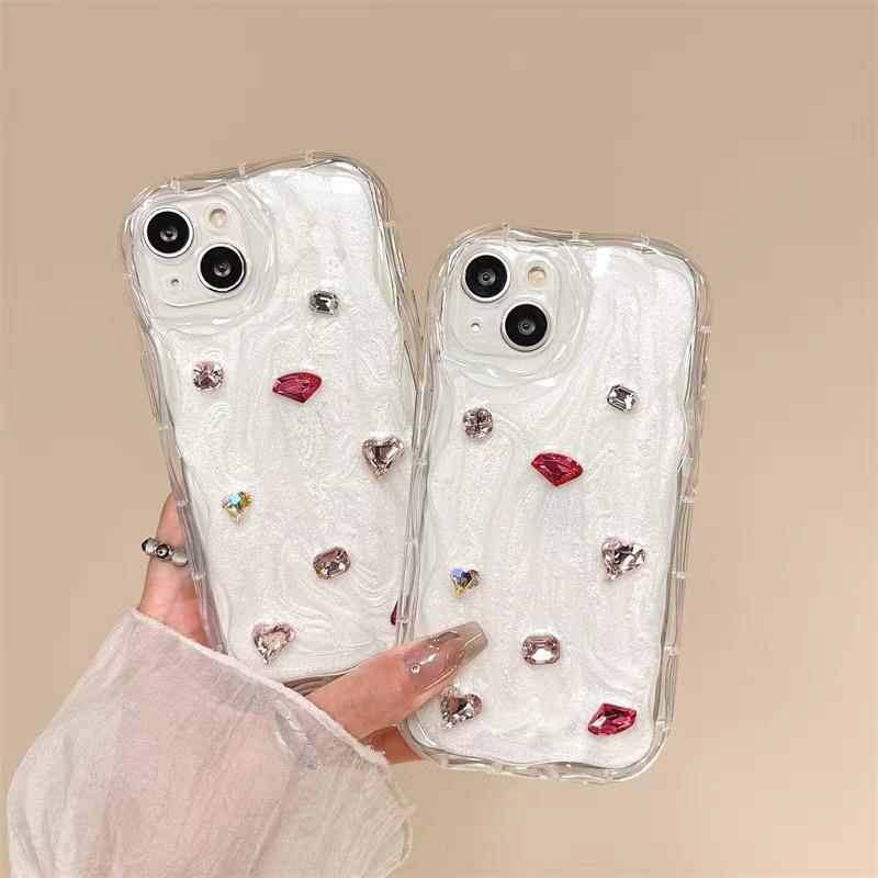 For IPhone 16 Rhinestone Gem Phone Case for IPhone 17 Precision Hole Anti-fall Airbag Thickened Epoxy 14Promax