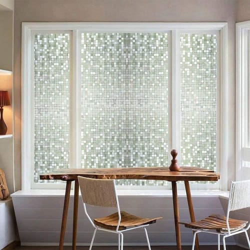 DUOFIRE 3D Privacy Screen, Window Film, Typhoon Protection, Shatterproof, Heat-Insulating, Blackout, UV Protection, Water-Repairable, Mosaic 014 (0.3m