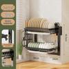 No-Punch Wall-Mounted Dish Drying Rack with Plate and Chopsticks Holder