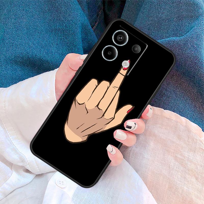 Cartoon Middle Finger Cover For Xiaomi Redmi Note 14 13 Pro 12 11 9 10 9S 10S 11S 12S Redmi 14C 10C 12C 13C Case