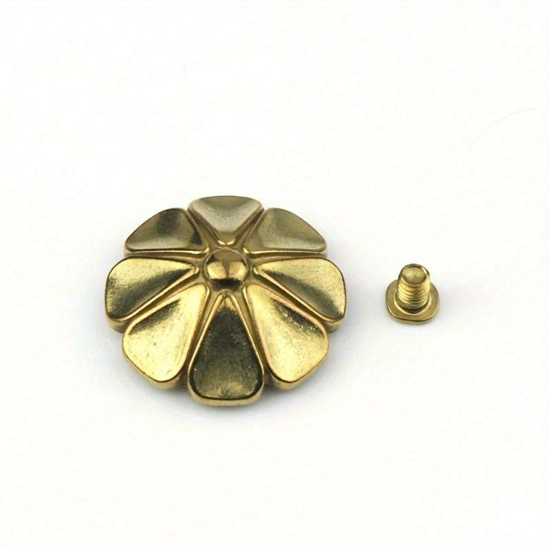 Brass Screwback Conchos Rivets Flower Star Decorative Buttons for Leather Craft Wallet Bag Saddle Belt Decor