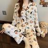 Plaid Long Sleeve Pajama Set with Pants – Spring & Autumn Style, Comfortable Home or Dorm Wear, Suitable for Outdoor Use