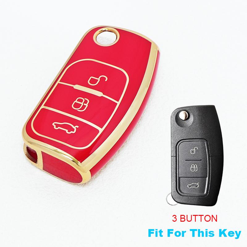 Bil TPU Sammenleggbar Nøkkeldeksel Skall Etui For Ford Focus 2 MK2 Fiesta Mondeo Galaxy Falcon Territory Ecosport Veske Nøkkelring Beskytter