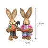 2Pcs Straw Easter Bunny Handmade Decoration 35cm Tall Handicraft Display Stylish