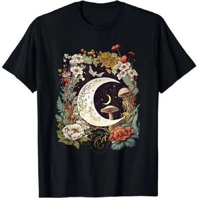 Ästhetisches Goblincore und dunkles Cottagecore Pilz T-Shirt 100% Reine Baumwolle Streetwear Oberteile Oberteile T-Shirts Herrenbekleidung 43010