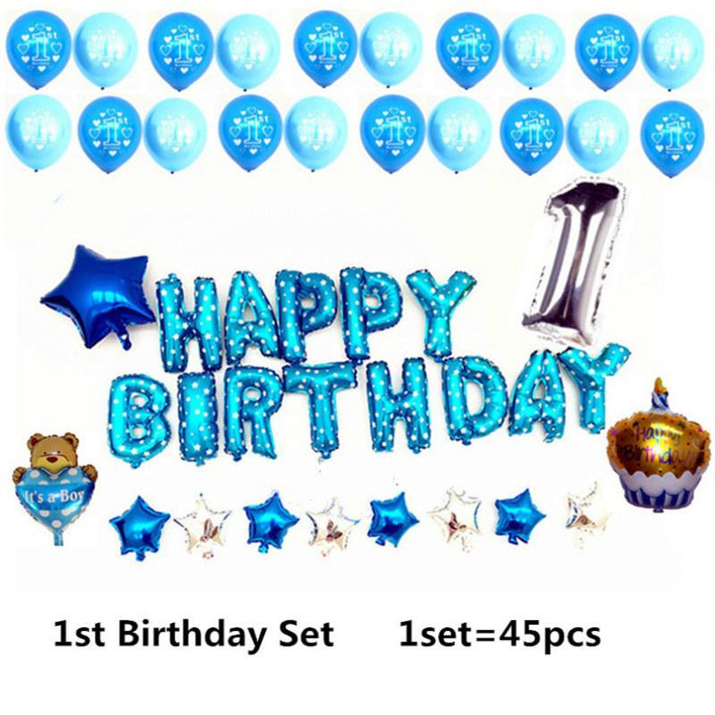 Buy Birthday Balloon Set Latex Foil Balloons Boy Girl First Birthday ...