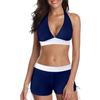Women's Swimsuit Sexy Boxer Shorts Solid Color Patchwork Back Cross Bikini Swimsuit