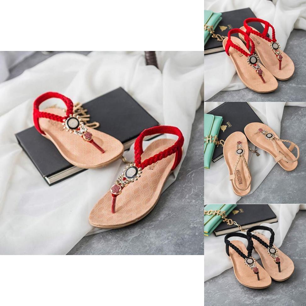 Sandali Bohemia Dolci da Donna con Perline in Pregiato Materiale PU Artificiale