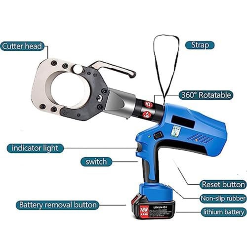 Battery-Powered Hydraulic Cable Cutter, 18V Electric Ratchet Cable Cutter, 120KN/160KN Electrical Wire Cutting Tool, Copper Cable Cutter for Cu/Al Cab