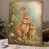Two Rabbits Pearl Art Kit with Frame 3D Sparkling Bead Canvas Relaxing Craft for Cozy Room Wall Decor Aesthetic Floral Home Decoration