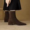 Comemore Stretch Skinny Boots for Women Autumn Solid Suede Pointed Toe Women Shoes Thick Low Heeled Short Sock Botas