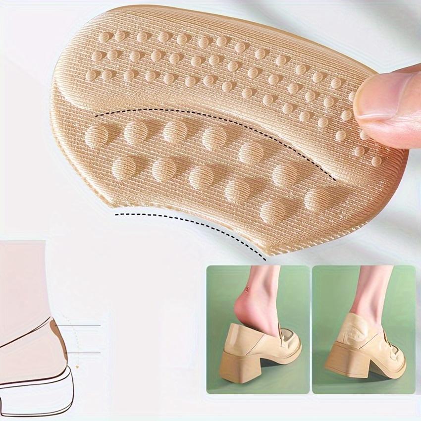 2 Pairs of 4 Pack Self-Adhesive Heel Pads, Beige, Black - Hypoallergenic Polyester, Anti-Slip and Anti-Blister Insoles for Too Large Shoes, Insoles