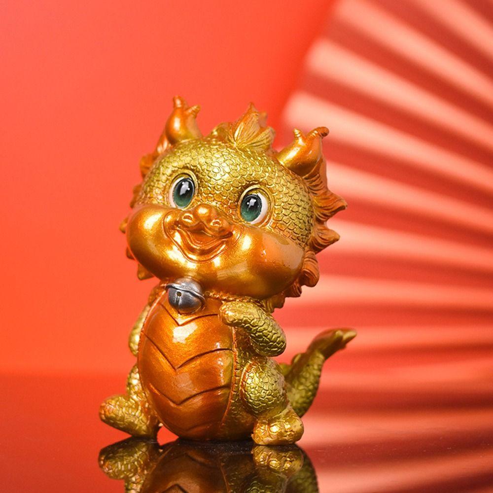 Resin Chinese Zodiac Dragon Statue Handcraft Miniature New Year Ornament National Tide Micro Landscape Mascot Decoration Hoom